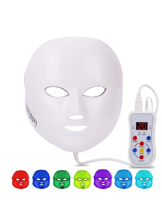 NEWKEY - Led Face Mask Light Therapy, 7 led Light Therapy for Facial Skin Care - Blue & Red Light for Acne Photon Mask - Korea PDT Technology for Acne Reduction - Image 1