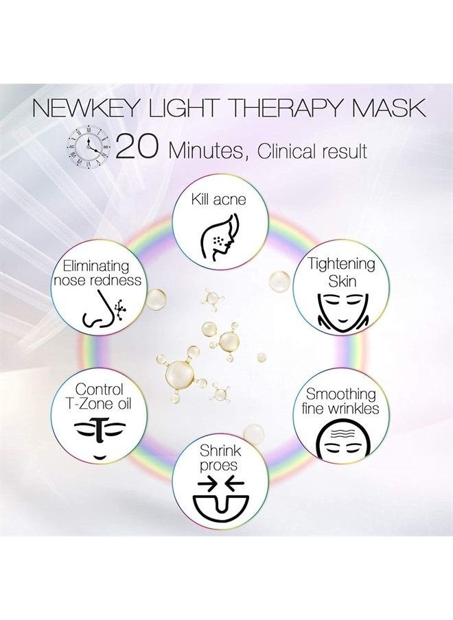 NEWKEY - Led Face Mask Light Therapy, 7 led Light Therapy for Facial Skin Care - Blue & Red Light for Acne Photon Mask - Korea PDT Technology for Acne Reduction - Image 1