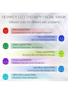 NEWKEY Led Face Mask Light Therapy, 7 led Light Therapy for Facial Skin Care - Blue & Red Light for Acne Photon Mask - Korea PDT Technology for Acne Reduction  - Image 4