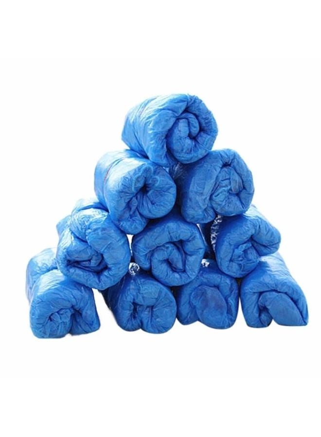 100pcs Disposable Plastic Shoe Covers Waterproof Medical Overshoes For Rain Mud Protection Blue - Image 1