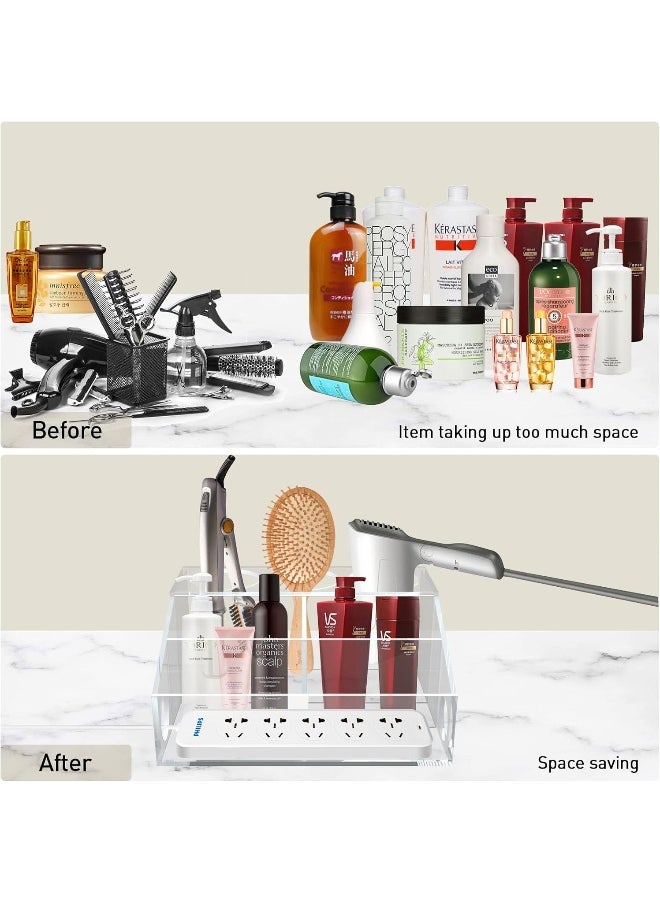 Generic Acrylic Hair Tool Organizer Storage, Hair Blow Dryer Holder Styling Tools Organizer, Bathroom Countertop Blow Dryer Holder, Vanity Caddy Storage Stand for Accessories, Makeup, Toiletries  - Image 3