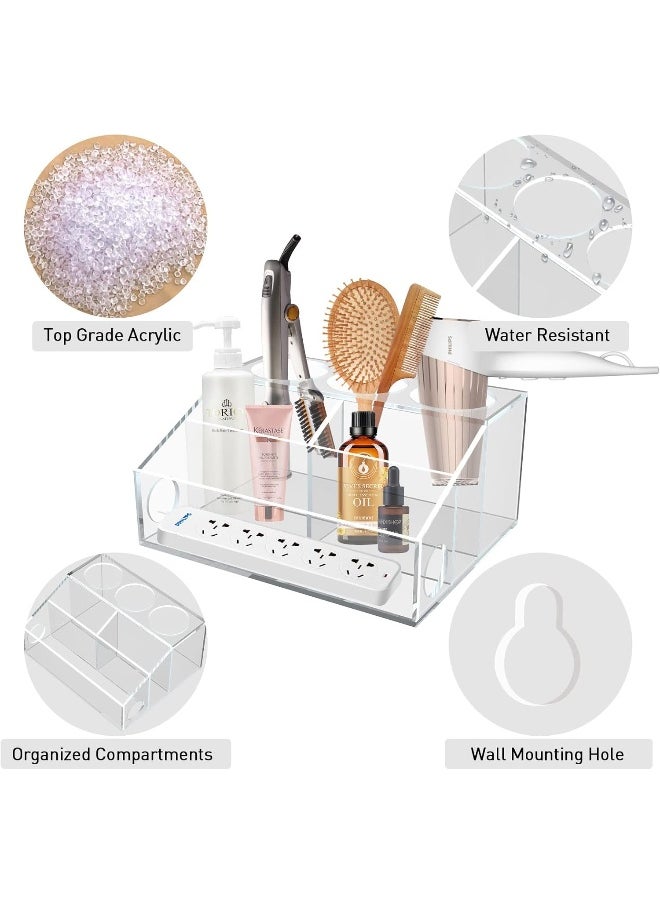 Generic Acrylic Hair Tool Organizer Storage, Hair Blow Dryer Holder Styling Tools Organizer, Bathroom Countertop Blow Dryer Holder, Vanity Caddy Storage Stand for Accessories, Makeup, Toiletries  - Image 4
