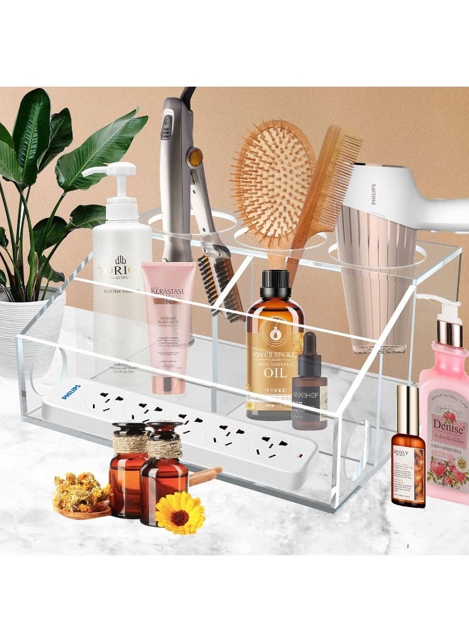 Generic Acrylic Hair Tool Organizer Storage, Hair Blow Dryer Holder Styling Tools Organizer, Bathroom Countertop Blow Dryer Holder, Vanity Caddy Storage Stand for Accessories, Makeup, Toiletries  - Image 5