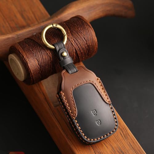 Keyzone Dual Leather Key Cover for Toyota Innova Crysta, Innova HyCross, Hilux 2 Button smart Key (Black-Brown) - Image 3