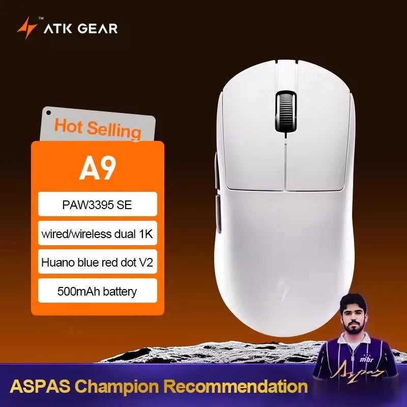 ATK A9 Air Ultimate Tri-Mode Wireless Gaming Mouse, Dual 8KHz, 42000 Dpi, 750 Ips, PAW3950 Ultra, for PC - Image 1