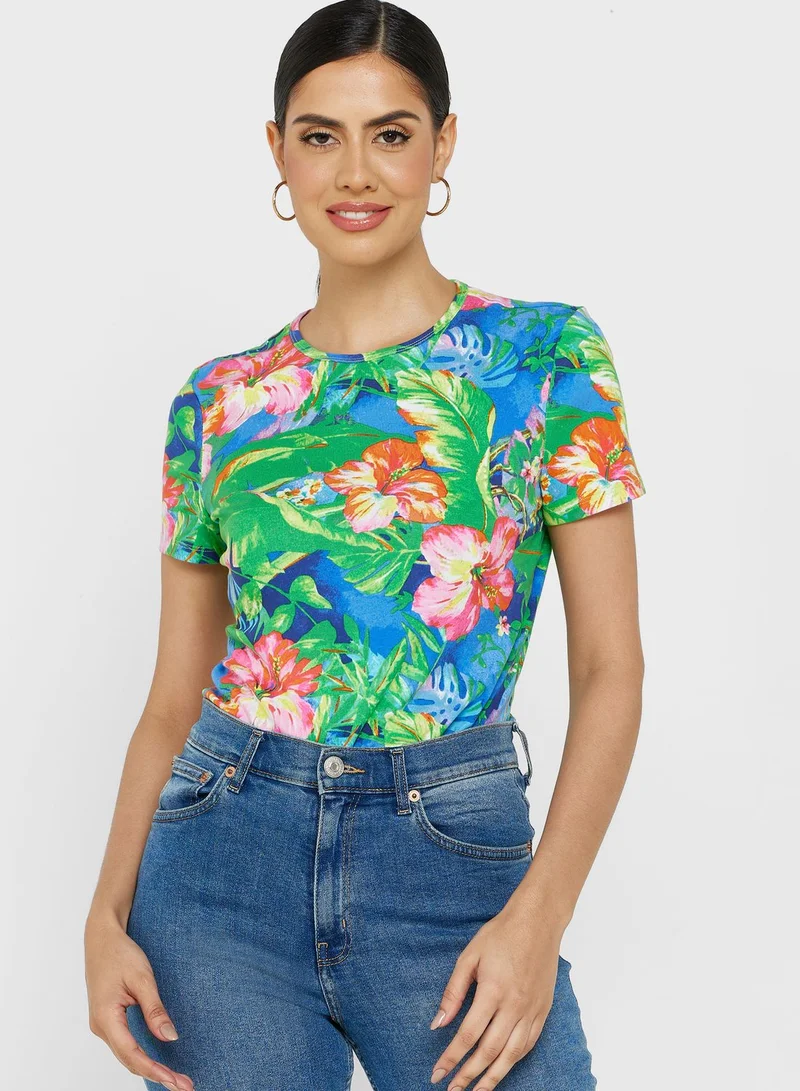 Lauren Ralph Lauren Round Neck Printed T-Shirt