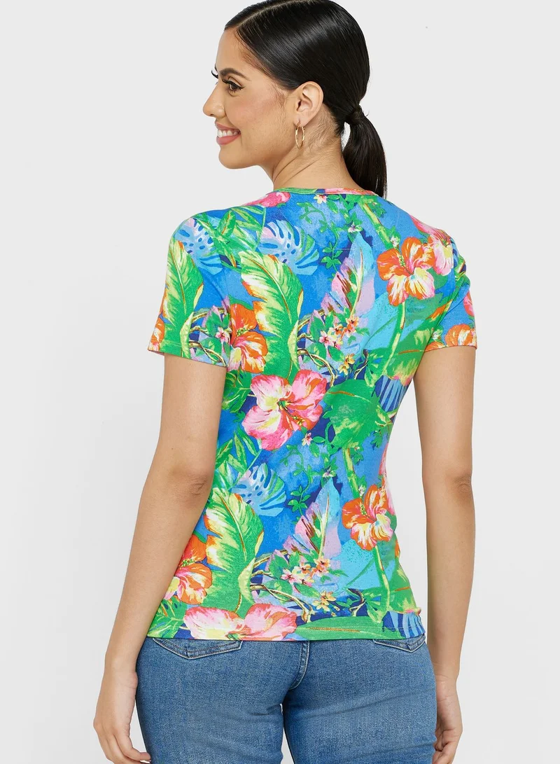 Lauren Ralph Lauren Round Neck Printed T-Shirt