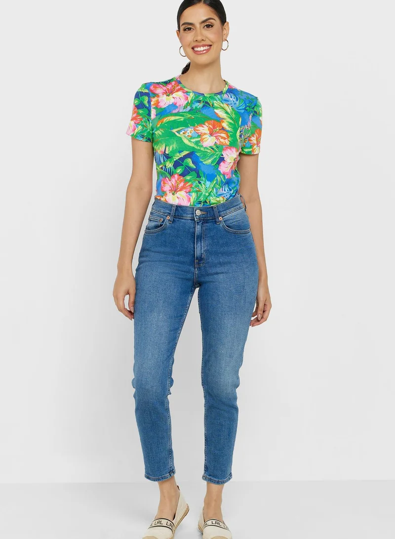 Lauren Ralph Lauren Round Neck Printed T-Shirt