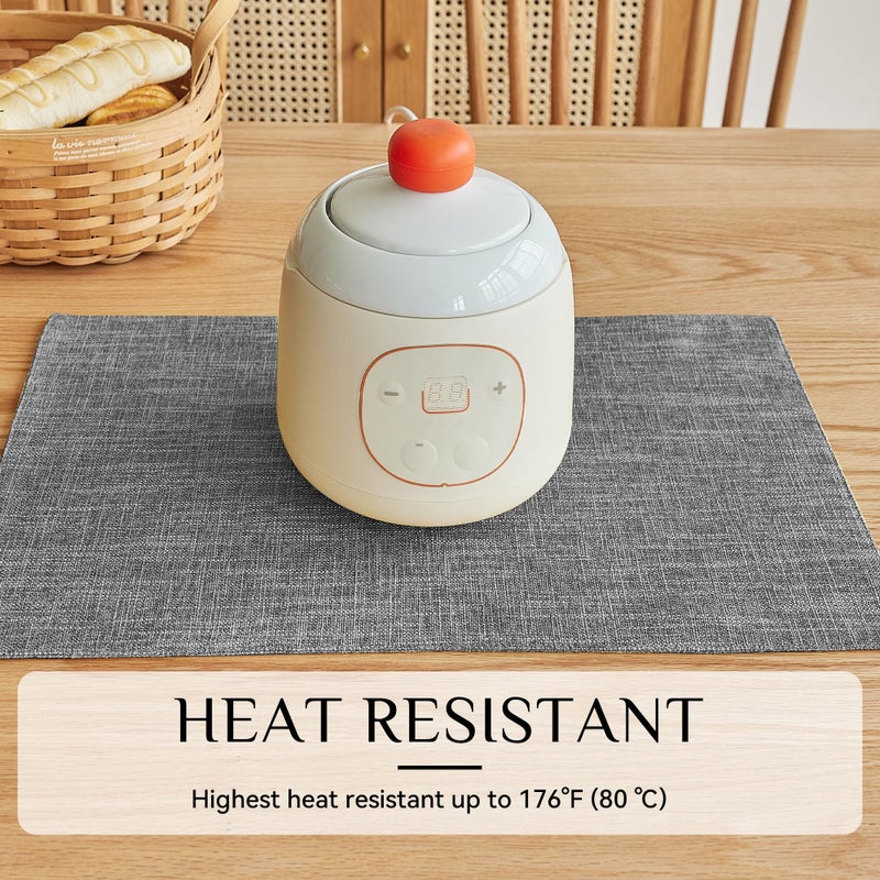 Softalker Faux Linen Placemats Set of 6-12 x 18 Inch, Heat Resistant Double Layered Durable Burlap Farmhouse Place Mats, Non-Slip Washable Rustic Table Mats for Dining, Kitchen, Partyï¼ˆLight Grey - Image 3