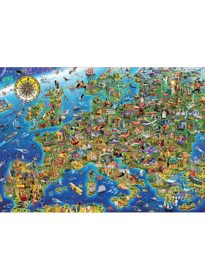 EDUCA 17962 لغز مجنون مكون من 500 قطعة للبالغين والأطفال من عمر 10 سنوات خريطة أوروبا متعددة الألوان - Image 3