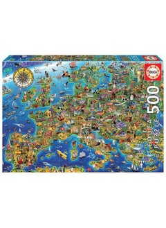 EDUCA 17962 Crazy 500 Pieces Puzzle For Adults And Children From 10 Years Map Of Europe Multicoloured  - Image 1