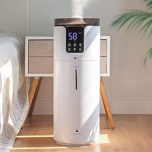 Lacidoll Humidifier large room 16L/4.2Gal - Lacidoll Whole house Humidifier for Home1500 sq.ft. Ultrasonic Cool Mist Humidifiers for Bedroom with Extension Tube & Aroma Box & Night light, White - Image 1