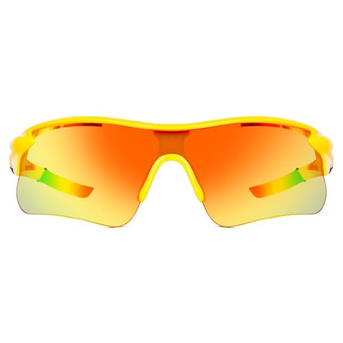 Dervin Non Polarized Oversized Sports Sunglasses for Men Women, Outdoor Cricket Cycling Hiking Fishing Sunglasses (Yellow) - Image 2