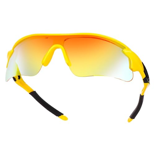 Dervin Non Polarized Oversized Sports Sunglasses for Men Women, Outdoor Cricket Cycling Hiking Fishing Sunglasses (Yellow) - Image 3