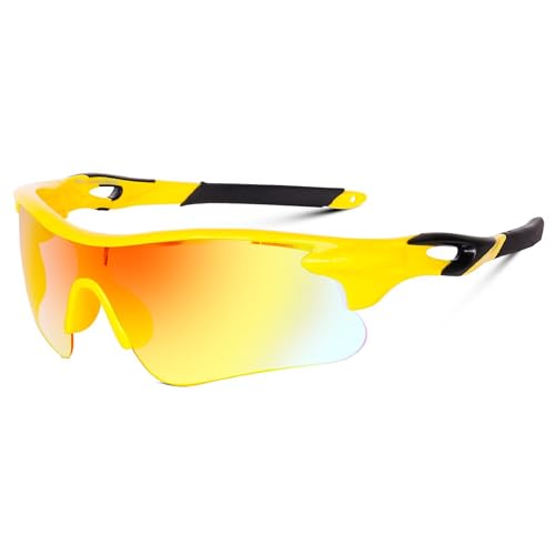 Dervin Non Polarized Oversized Sports Sunglasses for Men Women, Outdoor Cricket Cycling Hiking Fishing Sunglasses (Yellow) - Image 1
