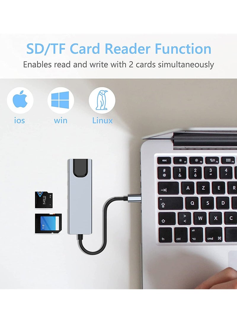 KASTWAVE USB C Hub Type C Multiport Adapter 6 in 1 With Ethernet Port 3.0 Data Port Compatible With MacBook Pro Chromebook XPS USB C Devices - Image 4