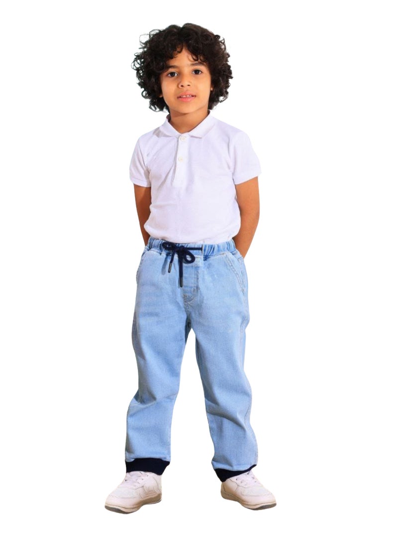 Light blue boys' elastic jeans pants