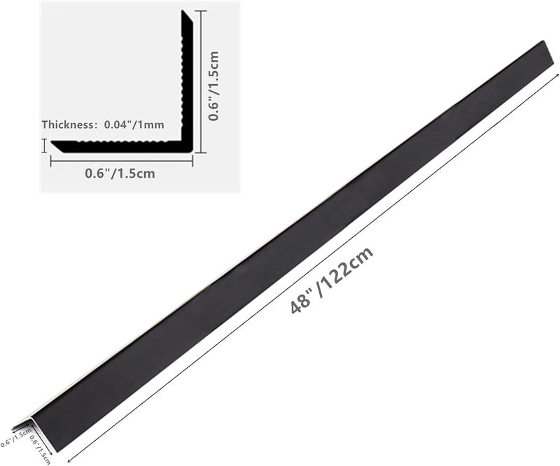 YSDK Aluminium Alloy Metal Corner Guards 10 Pcs Wall Corner Protector 06 x 06 x 48 Wall Corner Protection Decoration Black Pack of 10 Corner Guards 20 Ga1 mm Thickness - Image 2