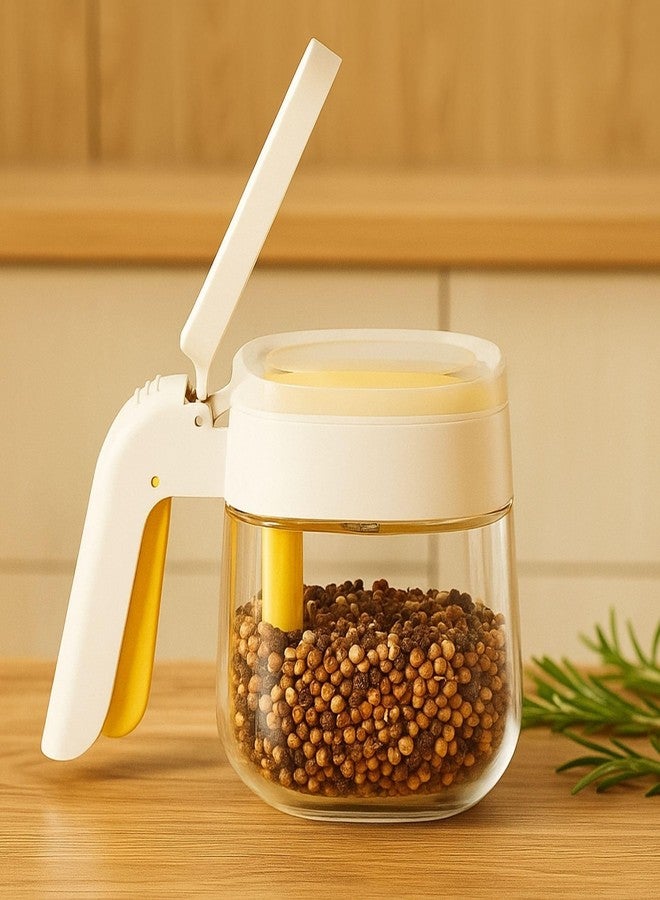 Baskety Spice Container with Airtight Lid and Spoon Storage Jar for Salt, Sugar & Masala Powders (White & Yellow & Green; Pack of 3) - Image 3