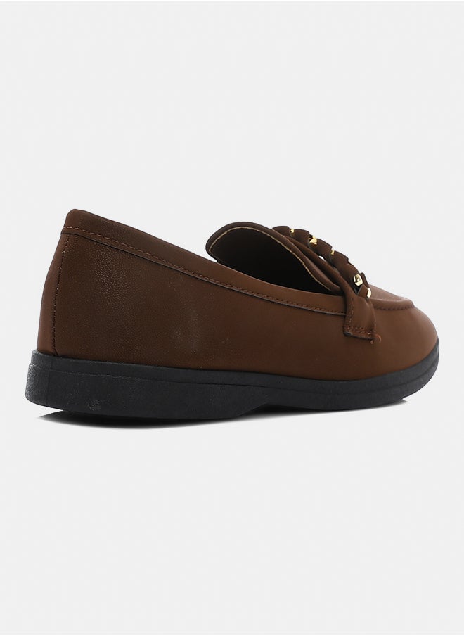 DejaVu Suede Brown Ballets With Gold Chain  - Image 3
