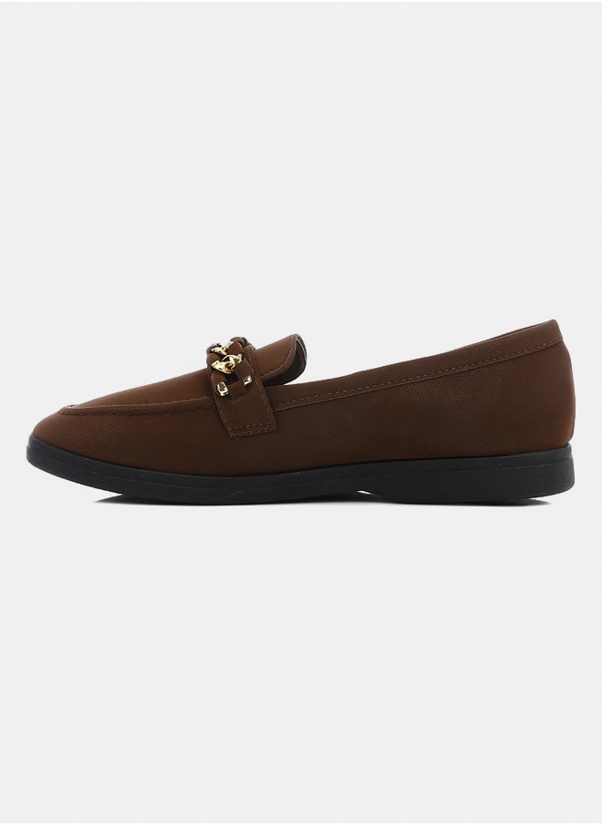 DejaVu Suede Brown Ballets With Gold Chain  - Image 4