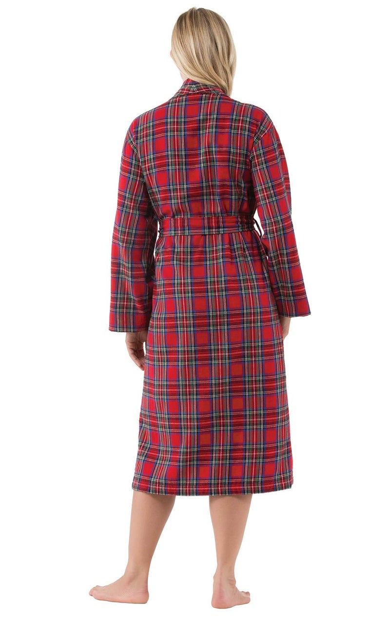 PajamaGram بيجاما جرام روب قطن فلانيل للسيدات - منسوج بصبغة خيوط ناعمة بنقشة مربعات، أحمر، M/L، 8-14 - Image 2