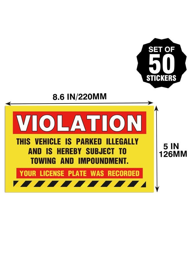 KORTTITALO “Violation" - Vehicle Illegally Parked, Parking Violation Notice Vehicle is Illegally Parked -Pack of 50 Parking Violation Stickers Hard to Remove, Large Size 5" X 9" - Image 4