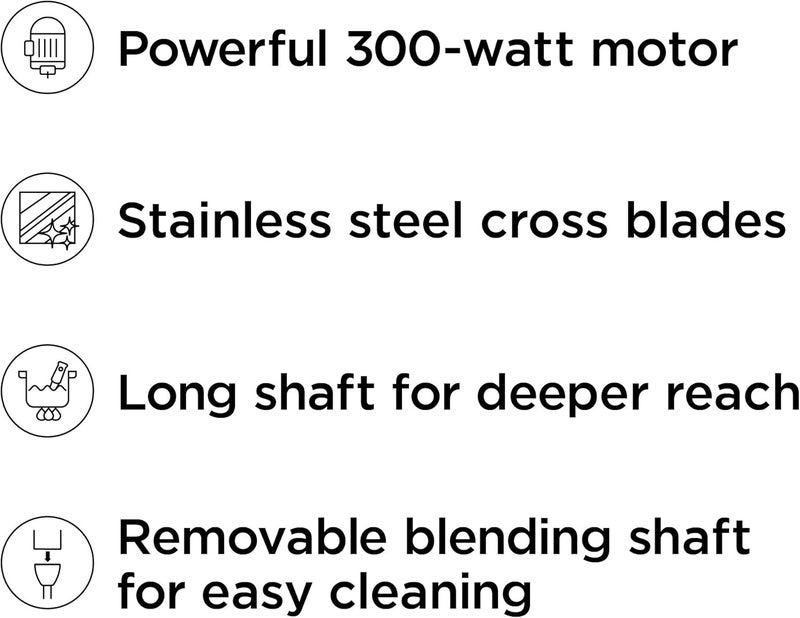 Chefman Immersion Stick Hand Blender Powerful Electric Ice Crushing 2-Speed Control Handheld Food Mixer, Purees, Smoothies, Shakes, Sauces and Soups, Black - Image 2