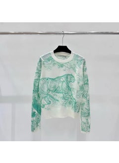 Trendy Brand Sweater24 Early Autumn New Embroidery Pattern Fashion Slimming Versatile Age-Reducing Long Sleeve Wool Knitted Top  As Shown in Picture