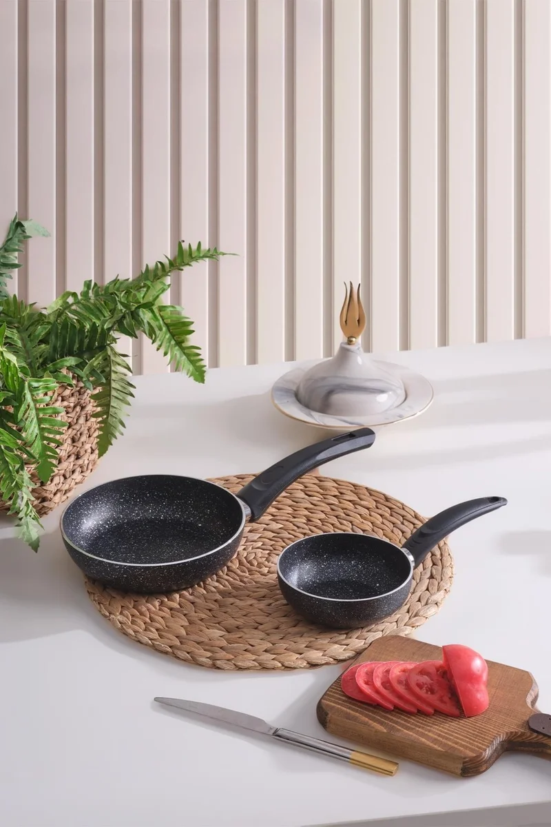 Znp Home 12 cm Sauce Pan and 20 cm Pan Omelet Pan Set Granite Pan Fireproof Non-Stick