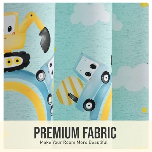FRESH FROM LOOM Cartoon Digital Prints with 100% Blackout | Kid Room Curtain 7 feet | Kids Curtain Parde | Dust Repellent | Children Room Parda Screen | Eyelet Ring (2pc, JCB-Aqua) - Image 5