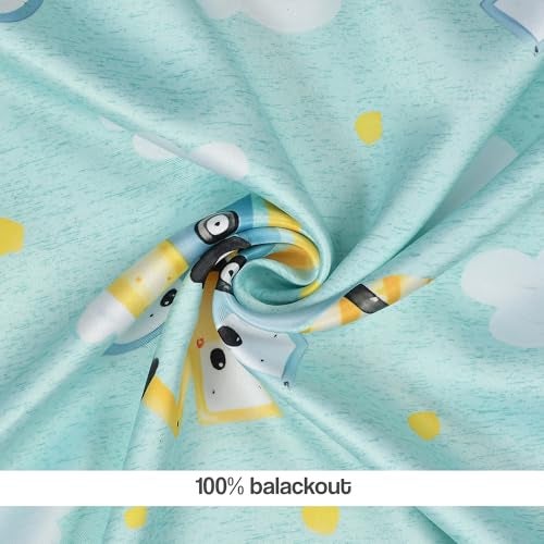 FRESH FROM LOOM Cartoon Digital Prints with 100% Blackout | Kid Room Curtain 7 feet | Kids Curtain Parde | Dust Repellent | Children Room Parda Screen | Eyelet Ring (2pc, JCB-Aqua) - Image 4