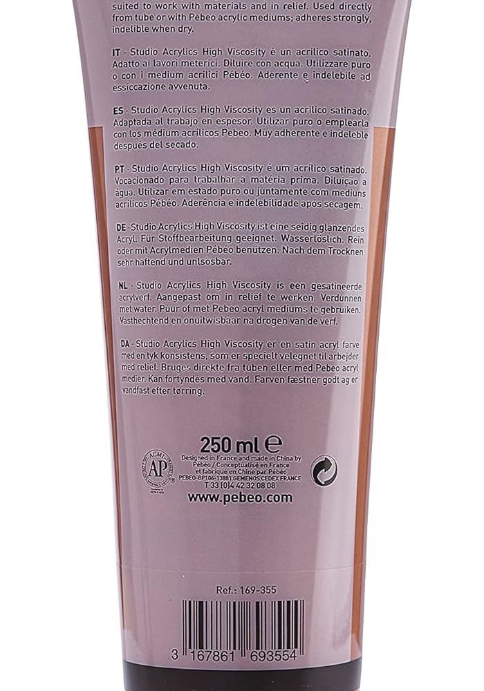 PEBEO Studio Acrylics High Viscosity Acrylic Paint - Iridescent Copper, 250 ml - Image 2