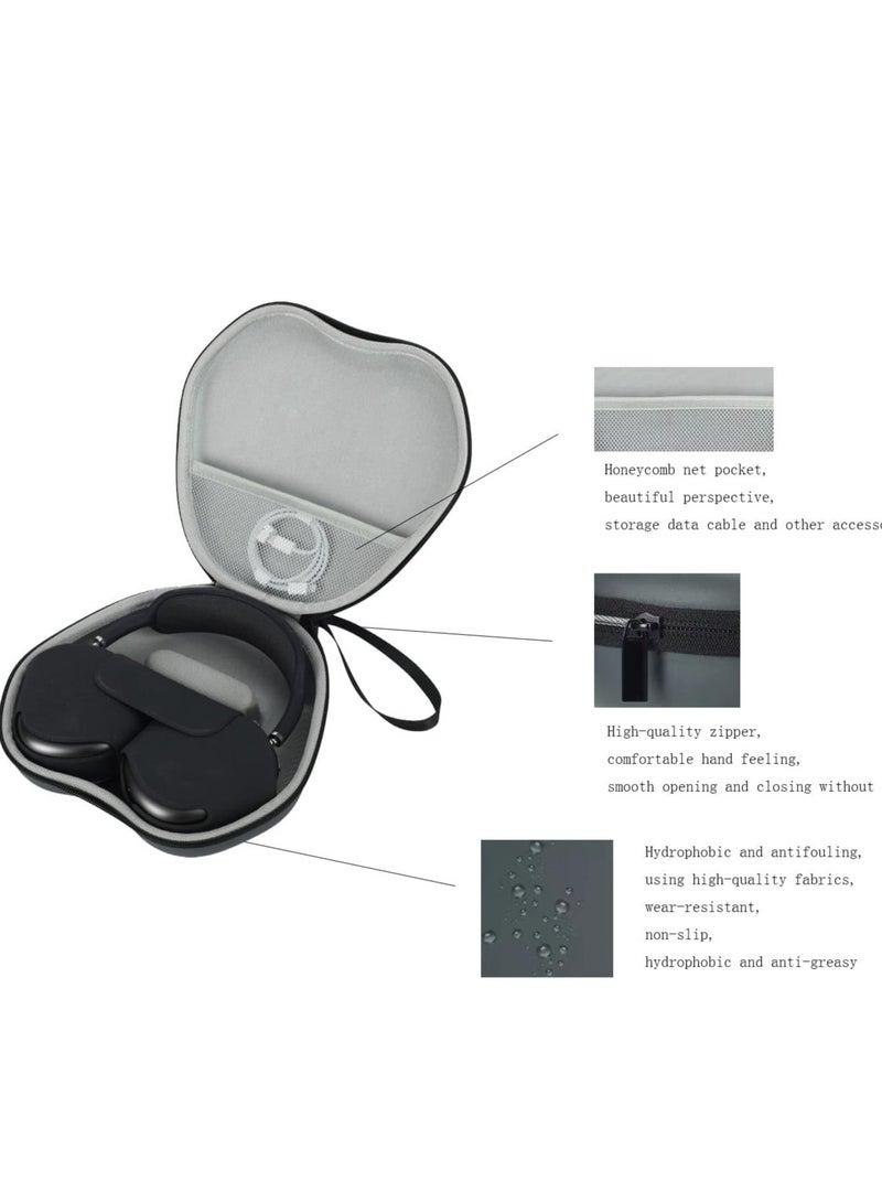 KASTWAVE Hard Case for Airpods Max Headphones, Carrying Case Storage Travel Case Fashion PU Case Wireless Headphones EVA Storage Case Protective Case Cover (Gray) - Image 4