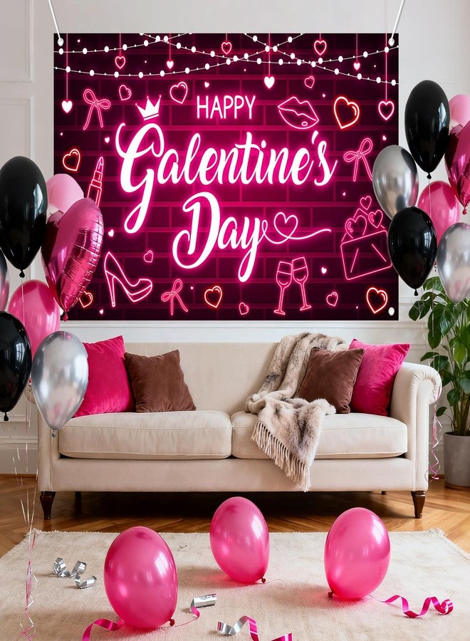 افيزانو لافتة عيد الحب السعيد من أفيزانو، خلفية زينة حفلات عيد الحب الوردي النيون للبنات والسيدات (6 × 3.6 قدم) - Image 3