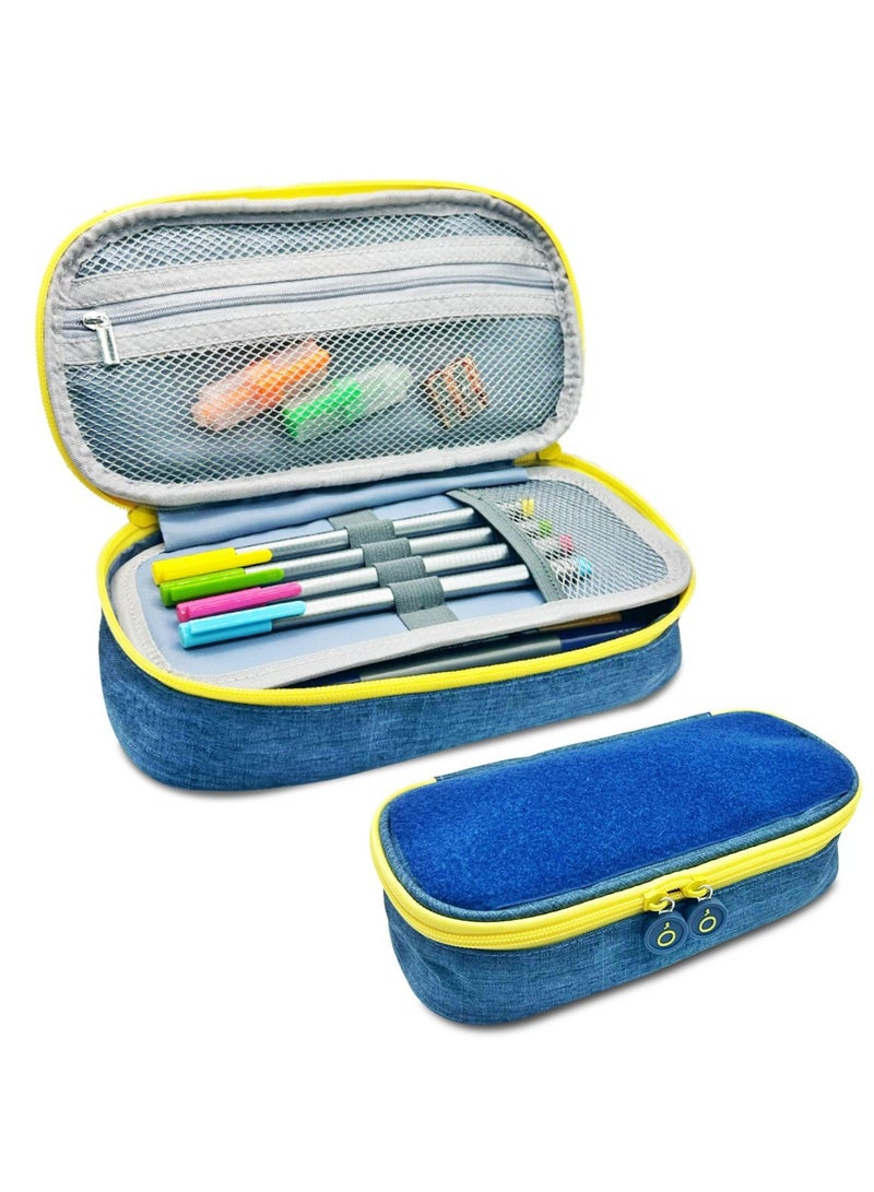 بروجكت نوماد حقيبة أقلام Project Nomad Tacti-cool – حافظة كبيرة للمدرسة/مستلزمات المكتب، تحتوي على أقسام متعددة للأقلام وإمكانية إضافة ملحقات، سعة كبيرة للأقلام والقرطاسية، حقيبة إبداعية وجذابة للبنات والأولاد، أزرق. - Image 1