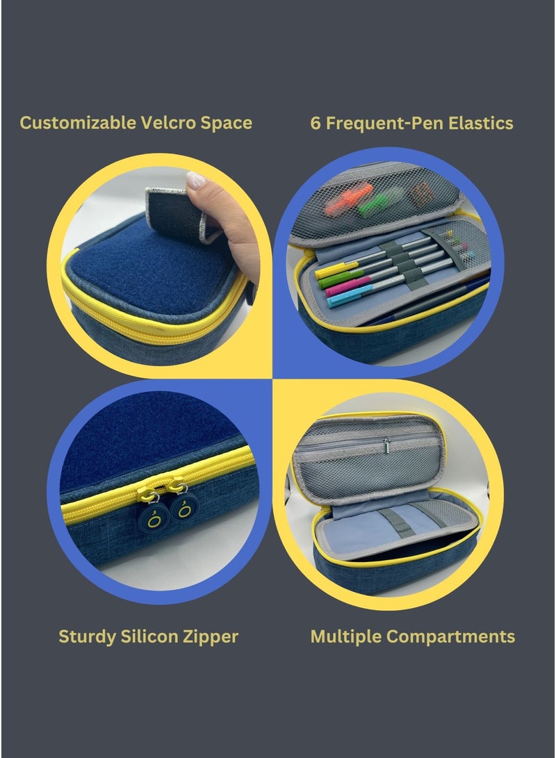 بروجكت نوماد حقيبة أقلام Project Nomad Tacti-cool – حافظة كبيرة للمدرسة/مستلزمات المكتب، تحتوي على أقسام متعددة للأقلام وإمكانية إضافة ملحقات، سعة كبيرة للأقلام والقرطاسية، حقيبة إبداعية وجذابة للبنات والأولاد، أزرق. - Image 4