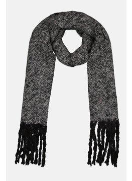Women Textured Thick Twist-Fringe Scarves 160 L x 34 H cm, Black