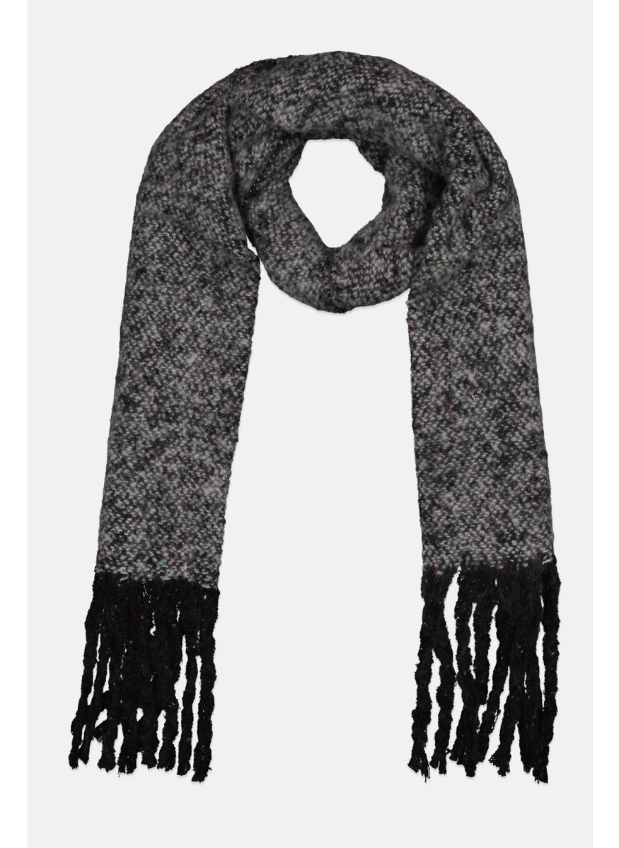 Body Glove - Women Textured Thick Twist-Fringe Scarves 160 L x 34 H cm, Black - Image 1