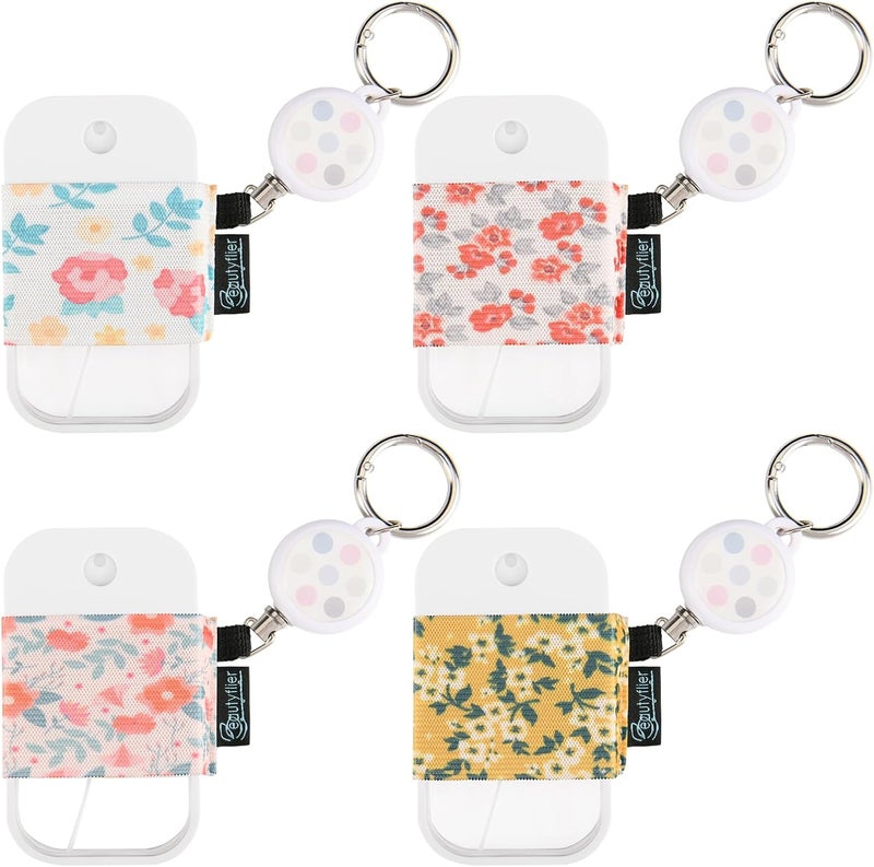 Beautyflier Beautyflier Pack of 4 Elastic Sleeve for Touchland Power Mist and Glow Mist 1FL OZ Hand Sanitizer Spray, Exquisite Patterns Holder Sleeve with Keychain, Perfectly for Travel (Sleeve Only) 