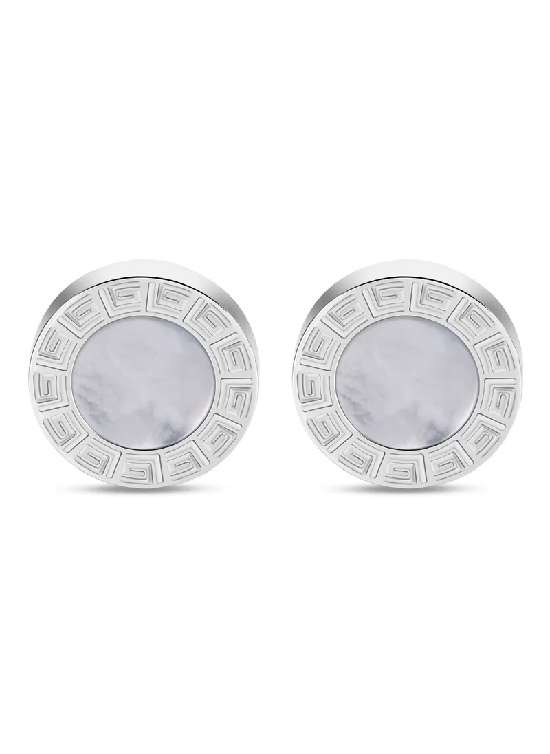 غاي لاروش Guy Laroche Alain White mop Silver Cufflinks for Men