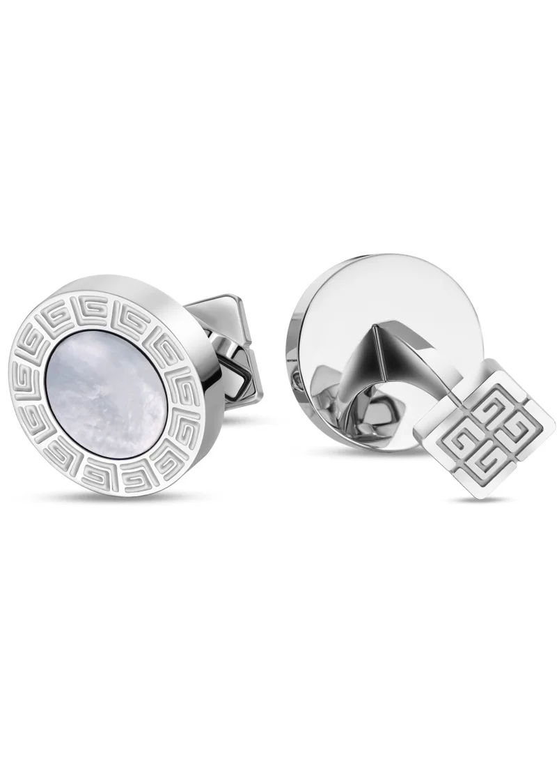 غاي لاروش Guy Laroche Alain White mop Silver Cufflinks for Men