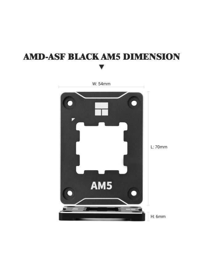 حامل معالج ASF-Black AM5، إطار تثبيت مضاد للانحناء، قاعدة تثبيت AM5 كاملة التركيب بدون علامات، إطار تلامس مضاد للانحناء AM5، معيار مبرد المعالج - Image 2