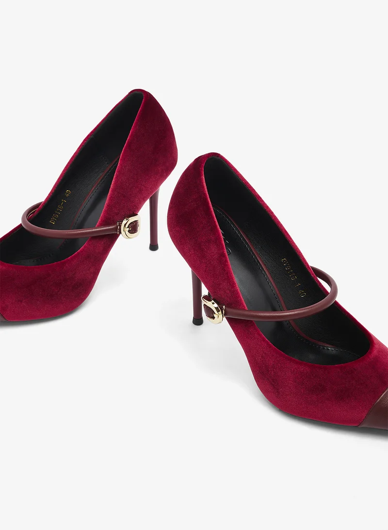 ELLA Red Suede Strap Buckle Detail High Heel Pumps for Women | Best Price UAE