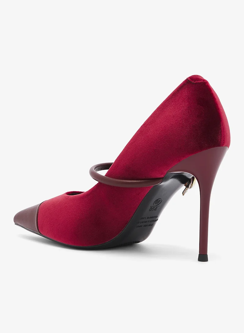 ELLA Red Suede Strap Buckle Detail High Heel Pumps for Women | Best Price UAE