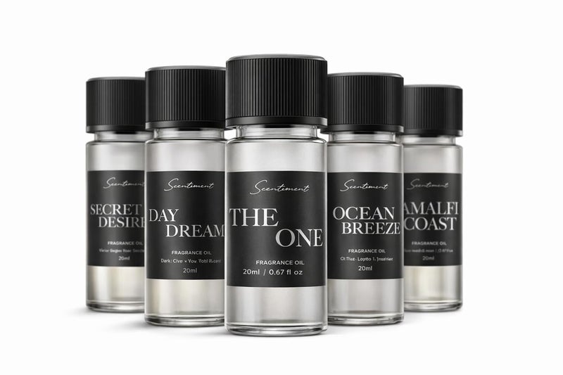 Scentiment Luxury Hotel Scents â€“ 5 Fragrance Oil Set | Secret Desires, Day Dream, The One, Ocean Breeze & Amalfi Coast | Fresh, Floral, Woody & Citrus Scents | Home Diffuser Oils (5 x 20 mL) - Image 1