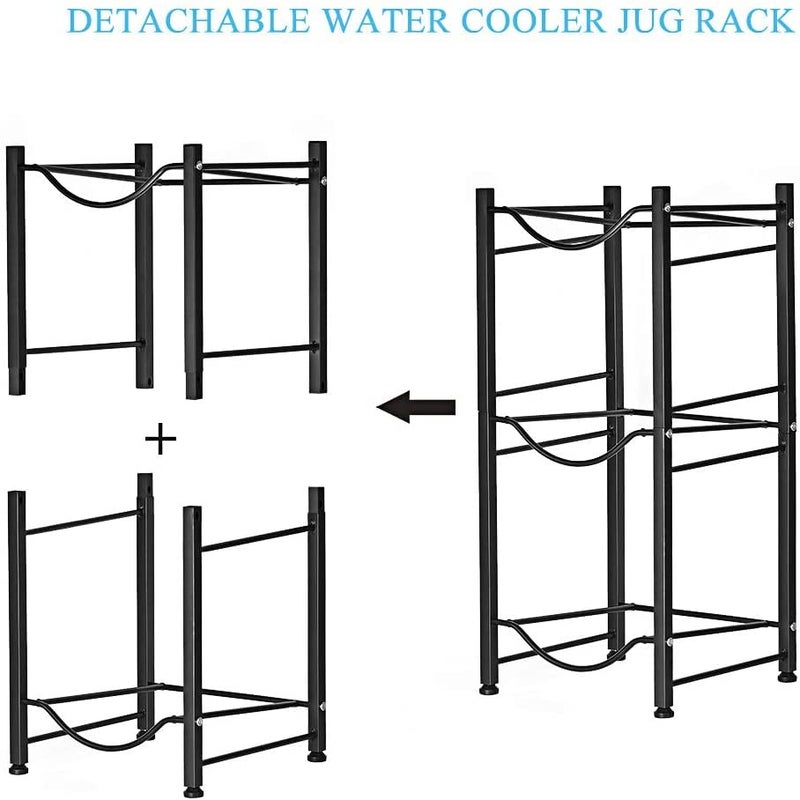 LIANTRAL 5 Gallon Water Bottle Rack - Detachable Heavy Duty 3-Tier Stand for Home, Office (Black) - Image 4