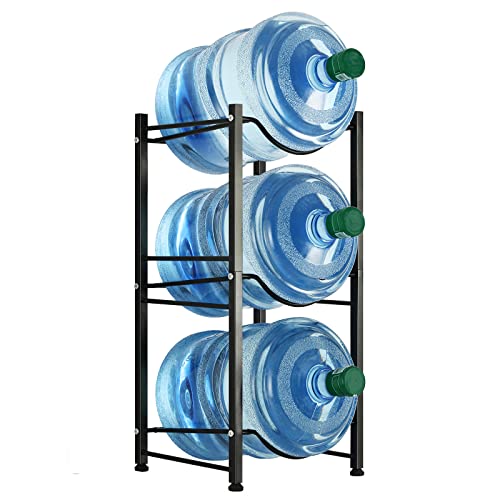 LIANTRAL 5 Gallon Water Bottle Rack - Detachable Heavy Duty 3-Tier Stand for Home, Office (Black) - Image 1