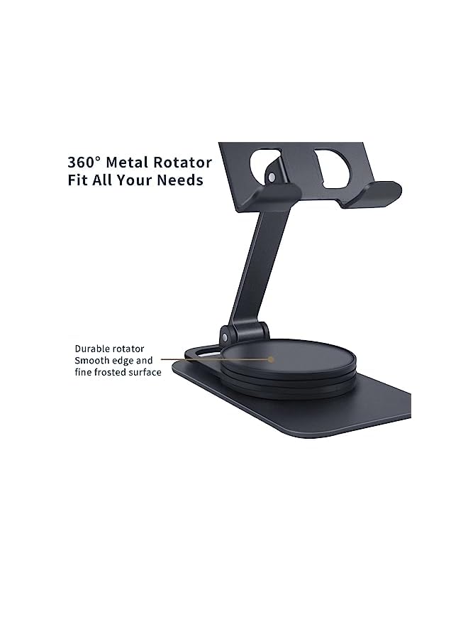 PROMASS حامل، حامل هاتف محمول من سبائك الألمنيوم قابل للدوران 360 درجة، حامل هاتف فيكولا القابل للتعديل، حامل هاتف محمول قابل للطي متوافق مع آيفون وسامسونج ريدمي ون بلس (فضي) - Image 2