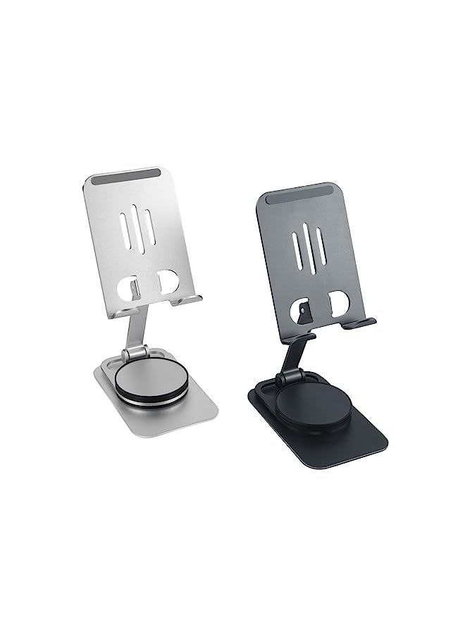 PROMASS حامل، حامل هاتف محمول من سبائك الألمنيوم قابل للدوران 360 درجة، حامل هاتف فيكولا القابل للتعديل، حامل هاتف محمول قابل للطي متوافق مع آيفون وسامسونج ريدمي ون بلس (فضي) - Image 5